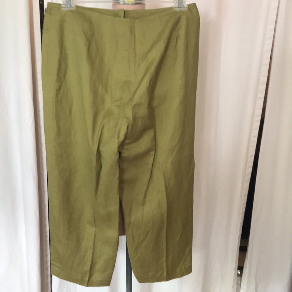 Larry Levine sport linen blend fully lined capri pants avocado green never worn - Picture 2 of 11